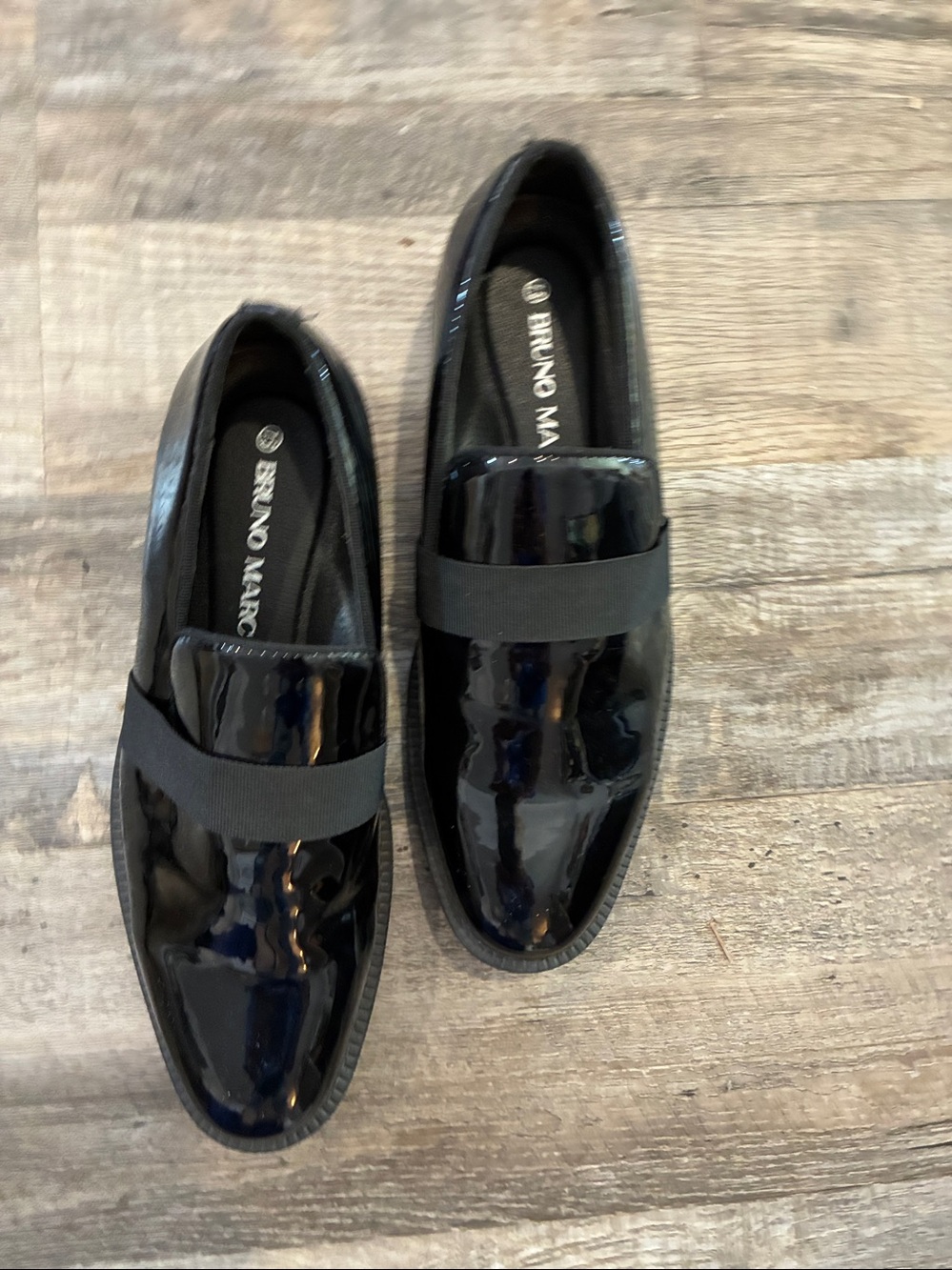 Bruno Marc Womens Fashion Tuxedo Glossy Black Loafers 7.5 Worn 1x